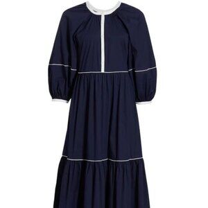 Staud black/White Demi Dress Puff Sleeve XS